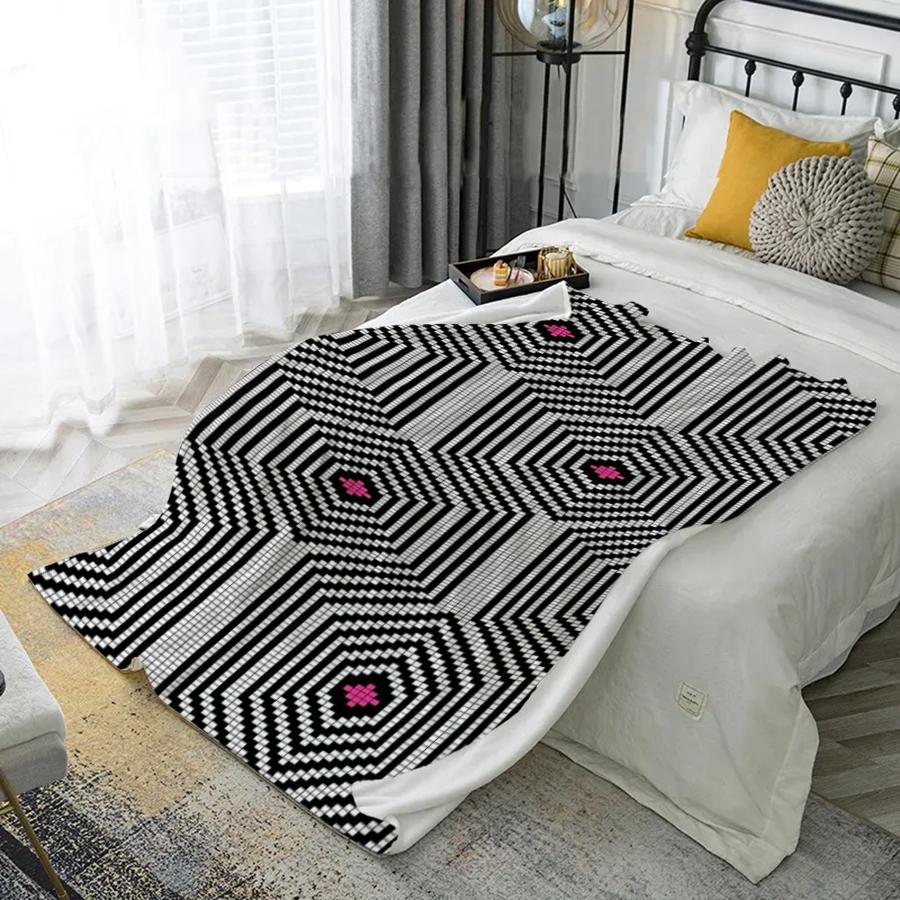 Geometric Pattern Blanket Microfiber Flannel Cover Blanket Bedroom Living Room Sofa Soft And Comfortable Home Decoration