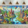 Background Flag 1 Piece, Magical Russian Architectural Background Wall Decoration, Polyester Fiber Wall Covering