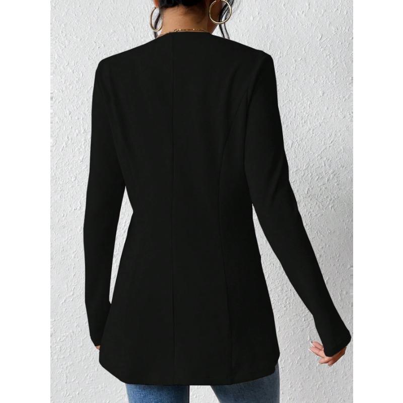DAFIFY Women's Fashion Casual Solid Color Print Autumn Winter Long Sleeve Jackets & Coats