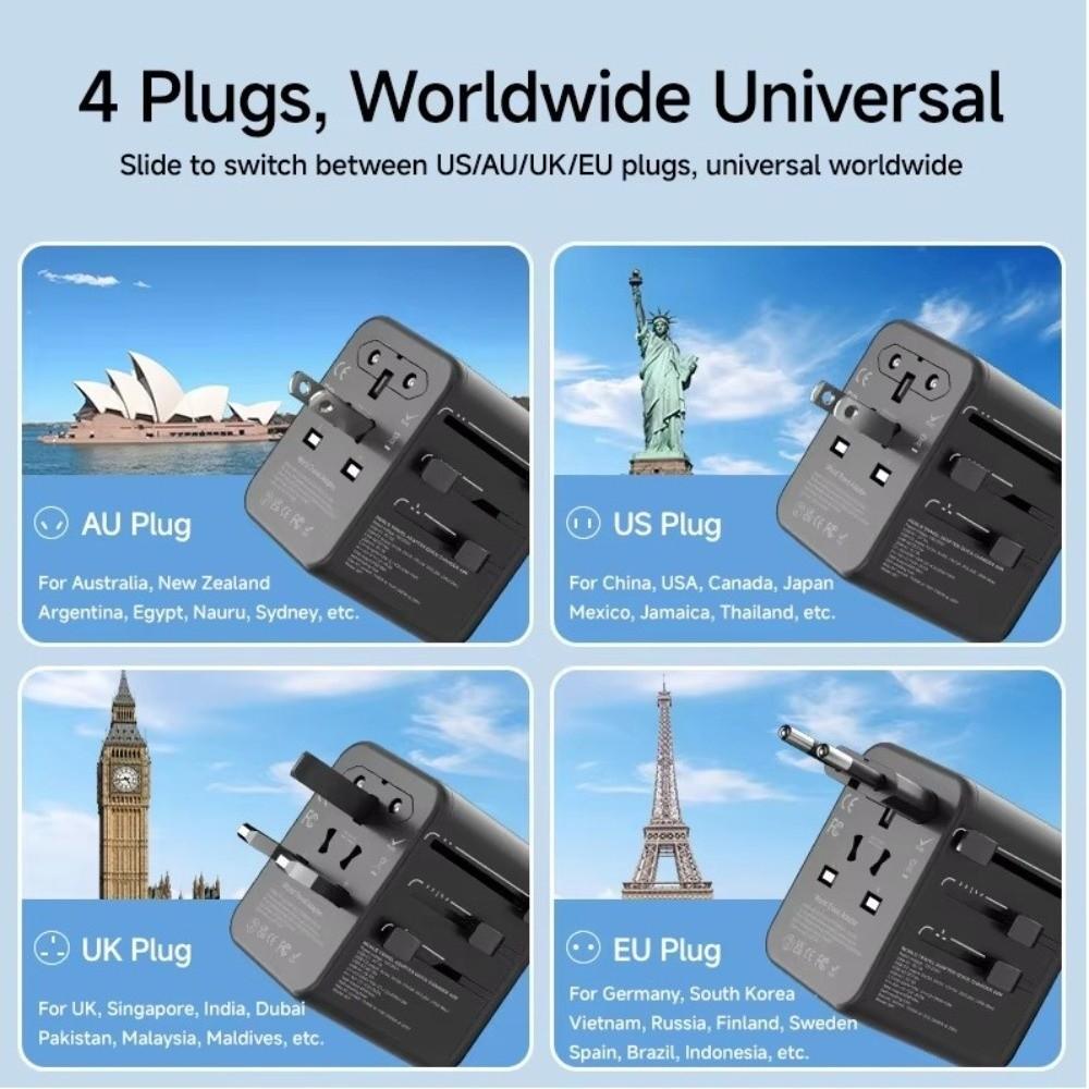 Compact Universal Travel Adapter High Speed Multi-Port Charging Station Worldwide Travel