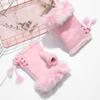Winter Thicken Warm Mittens 1 Pair Fashion Fingerless Faux Women Girls Rabbit Hair Gloves Suede Leather Soft Stretch Gloves