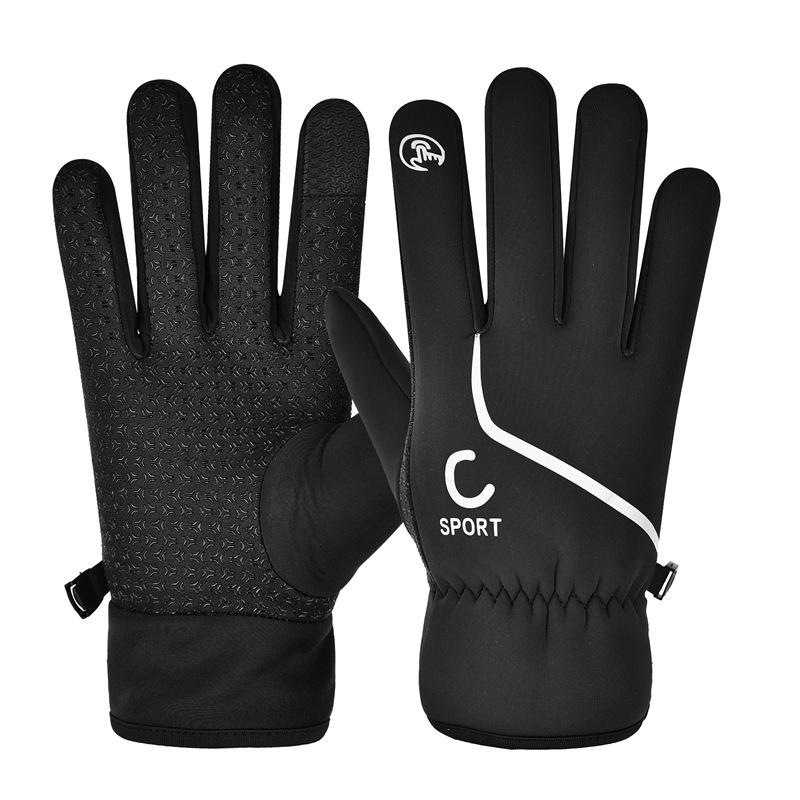 Outdoor cycling gloves men's and women's autumn and winter velvet warm waterproof and non-slip touch screen driving running sports gloves