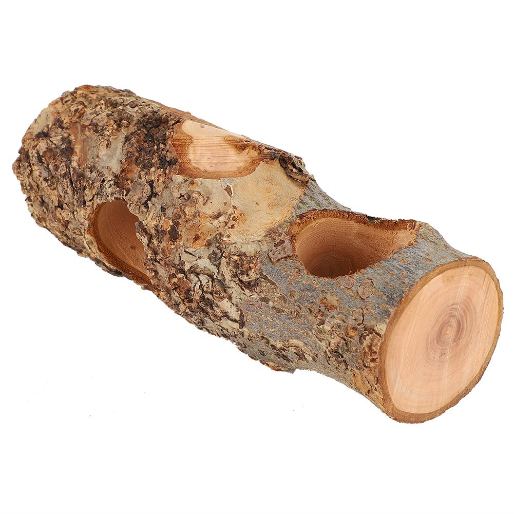 Natural Applewood Pet Feeding Stand Food Rack Feed Tree Teeth Grinding Toy for Rabbit Cavy Small Animal