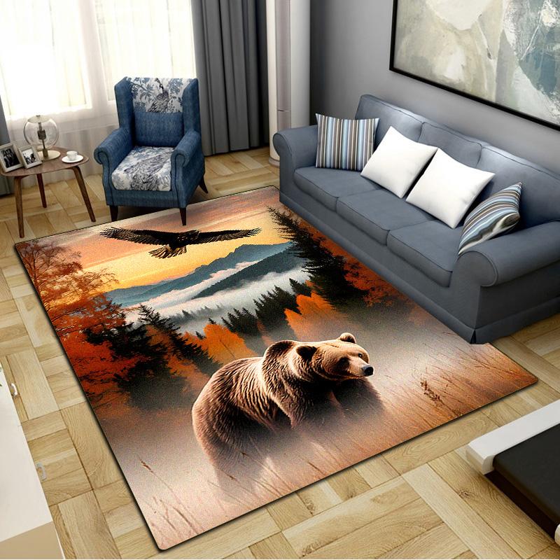 Brown Bear Carpet Rug for Living Room Bedroom Home Sofa Decoration,Kids Play Non-slip Floor Mat