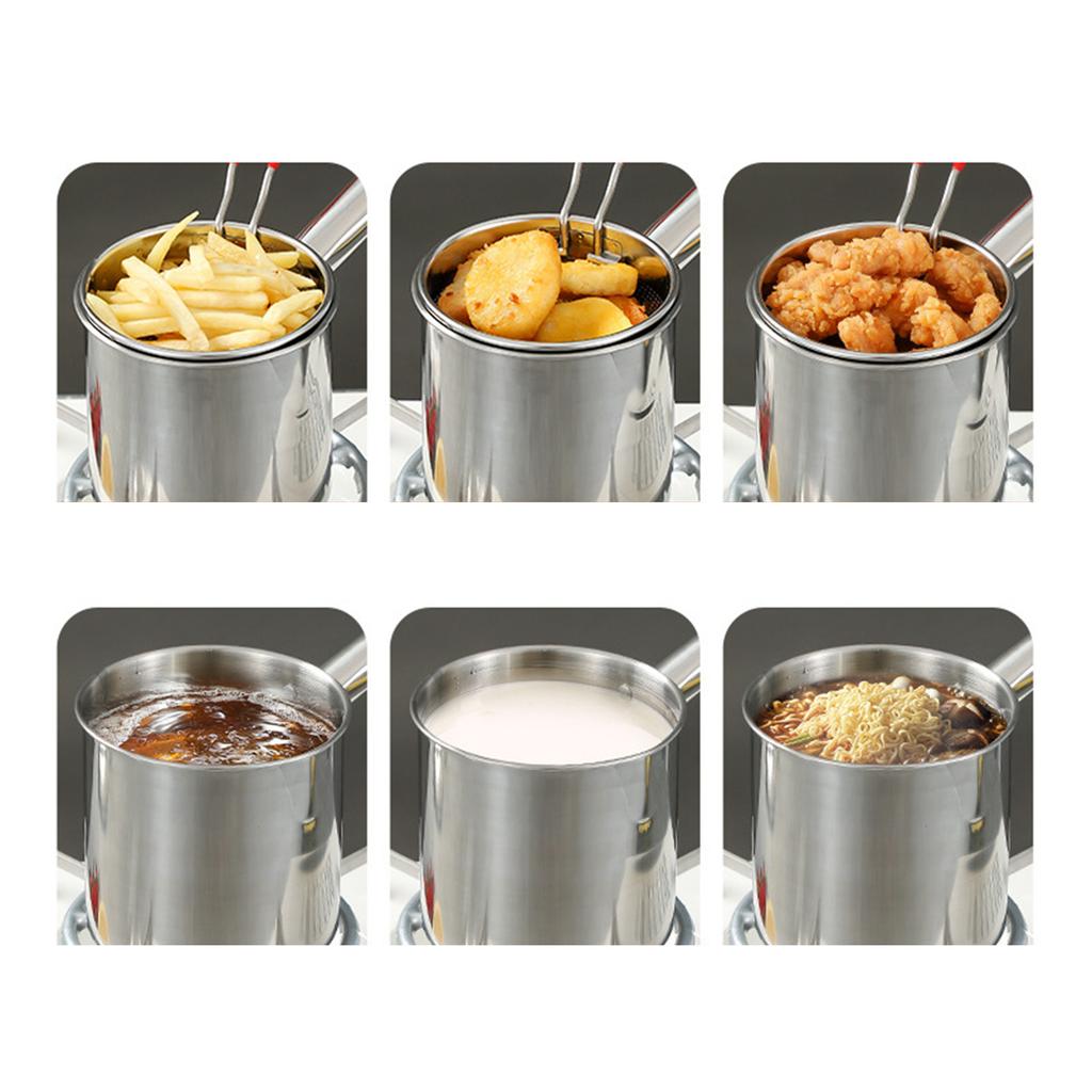 Stainless Steel Kitchen Deep Frying Pot With Strainer Basket Tong Chicken Fried Pan Strainer Cooking Tools