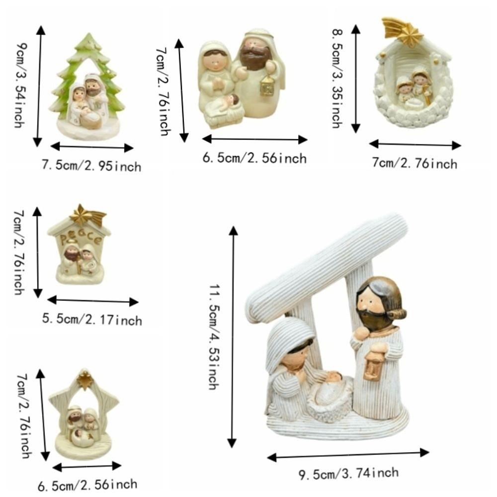 Christian Jesus Christ Family Figurine Xmas Scene Decor Nativity Family Sculpture Church