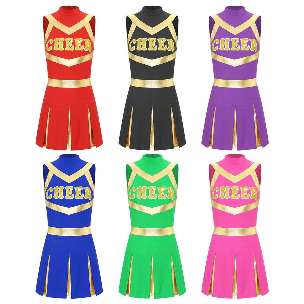Women Stage Costume Musical Rave Party Show Cheering Team Uniform Fancy Dress Cheerleading Dancewear Cosplay Masquerade Carnival