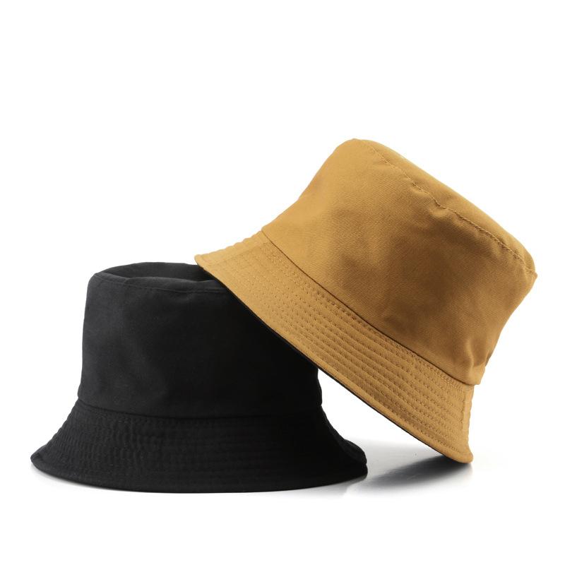 New Men Women Black Solid Bucket Hat Two Side Wear Unisex Simple Bob Caps Hip Hop Gorros Panama Cap Beach Fishing Boonie Sunhat