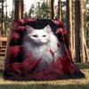 1pc Cat Flowers Outdoor Blanket - Soft Flannel Cozy for Travel & Camping - All-Season Warm Bed Cover, Machine Washable yy251229066