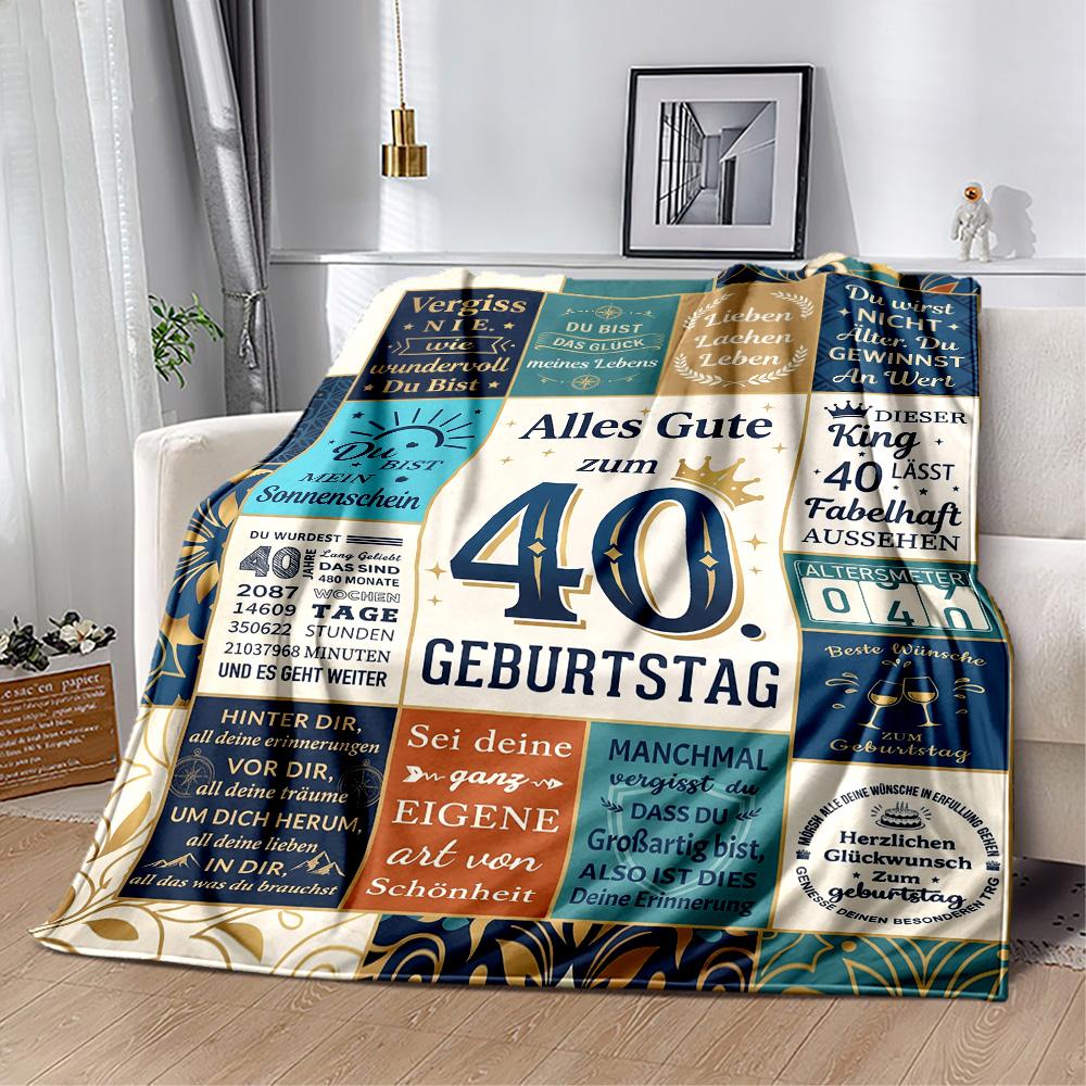 Happy 40th Birthday Celebration Blanket Soft & Cozy Suitable for Bed Office Seaside for All Seasons Modern Gifts For Family Or Friends