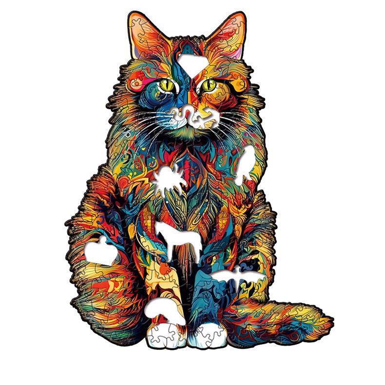 Wooden A4 Size Jigsaw Puzzle with Maine Cat Animals Design Educational Toy for 14 Years & up Under 50 Pieces Easy Difficulty