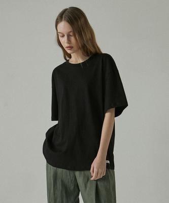 A.RIFF Basic Oversized Short Sleeve T-Shirt_Black