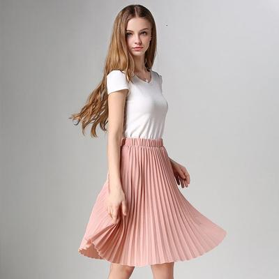 New 2025 Spring/Summer High-Waist Accordion Pleat Skirt - European & American Retro Style.