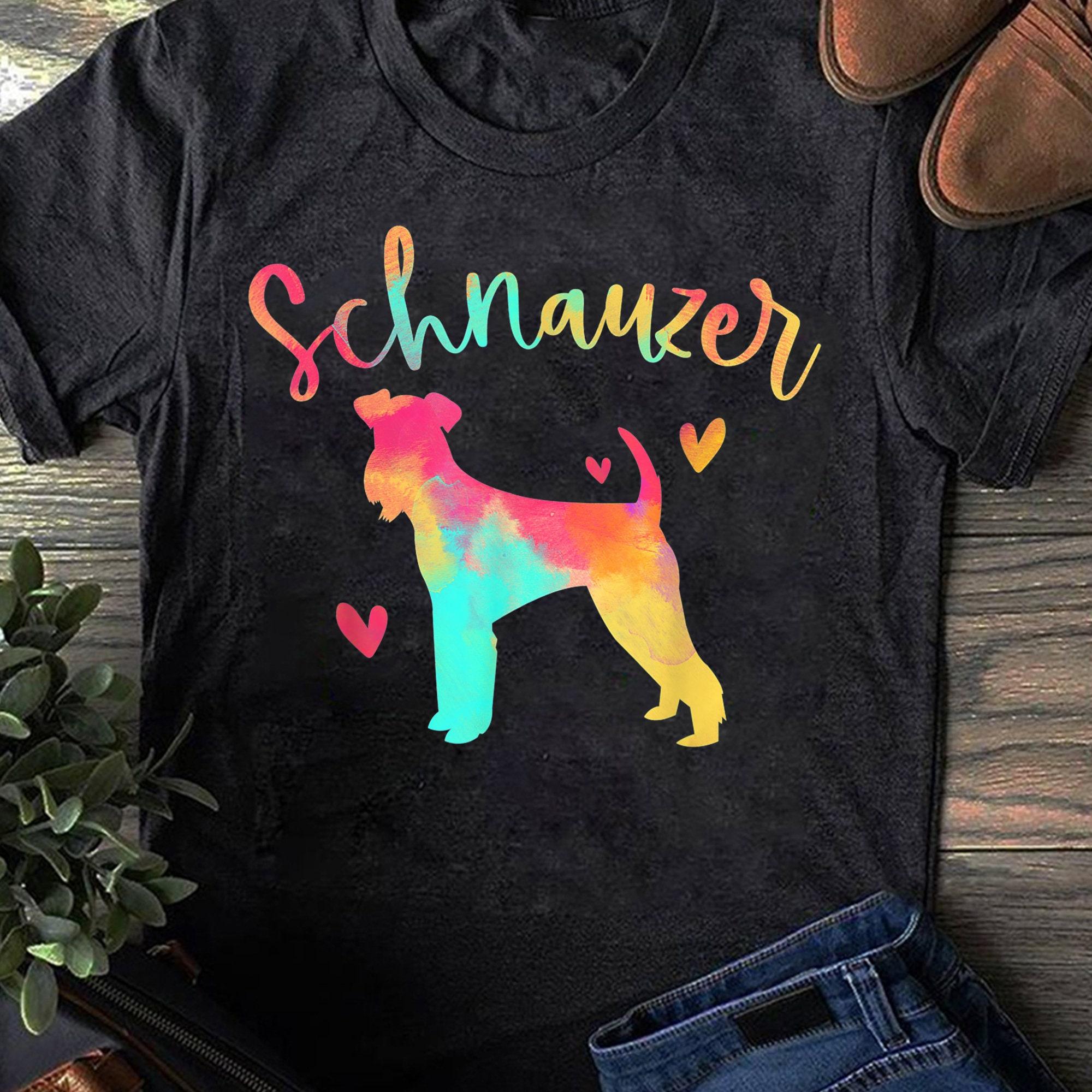 Schnauzer Mama Colorful Schnauzer Gifts Dog Mom Women T-Shirts Giant Schnauzer Shirt S чёрный