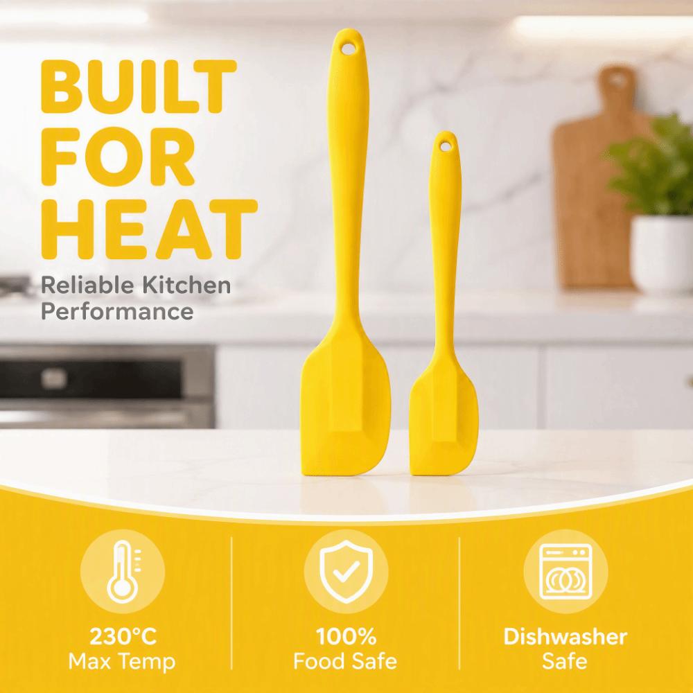 2pcs Long Handle Silicone Spatula Set High Heat-Resistant Baking Spatula Set Cooking Class