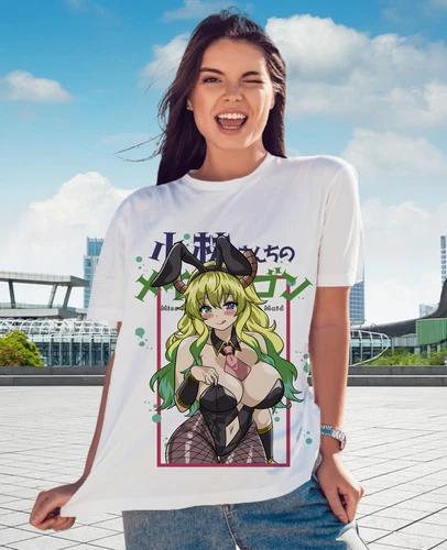 Anime Lover Miss Kobayashis Dragon Maid Lucoa TShirt Bunny Girl Anime Merch Short Sleeve Top Unisex