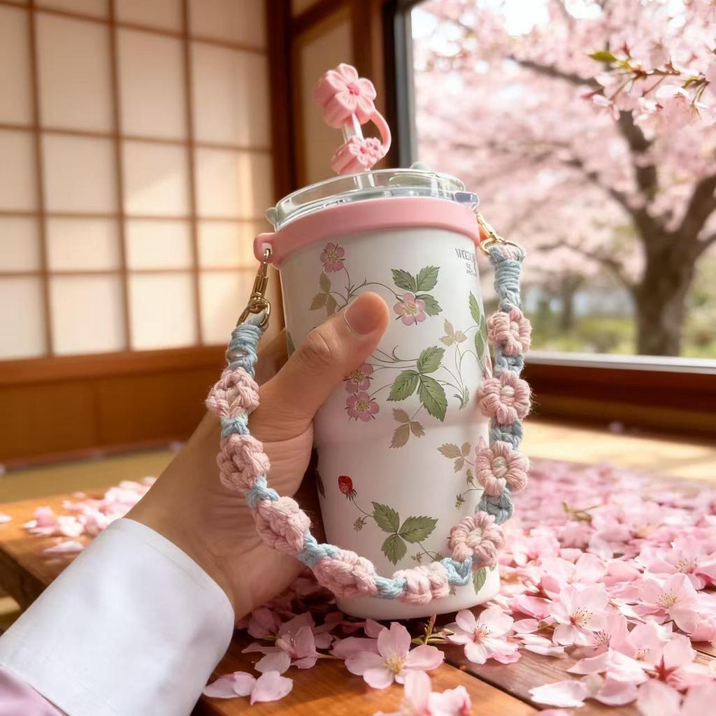 Woven Flower Strap for Water Bottles and Thermos Cups