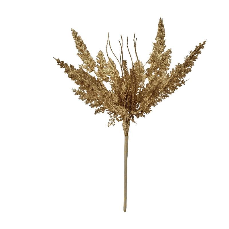 Glitzerzweige 40cm Weihnachtsdekorationen, künstliche Kiefernadeln Goldstaub Blatt Zypresse Kiefernblätter Goldstaub Weihnachtsbaumzweige