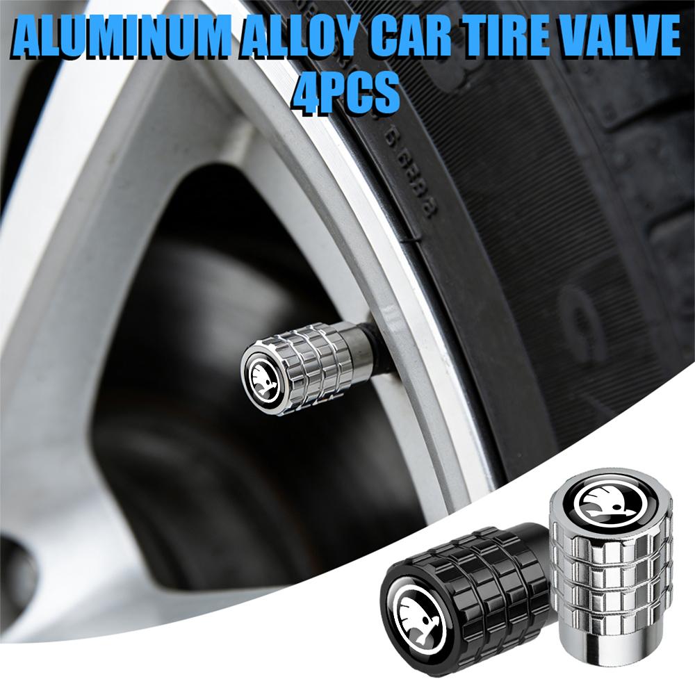 Vbjny0 Car Styling Metal Car Tire Valve Caps Dust Prevention Accessories For For Skoda Octavia MK2 MK3 A7 Fabia Karoq Kodiaq VII Rapid