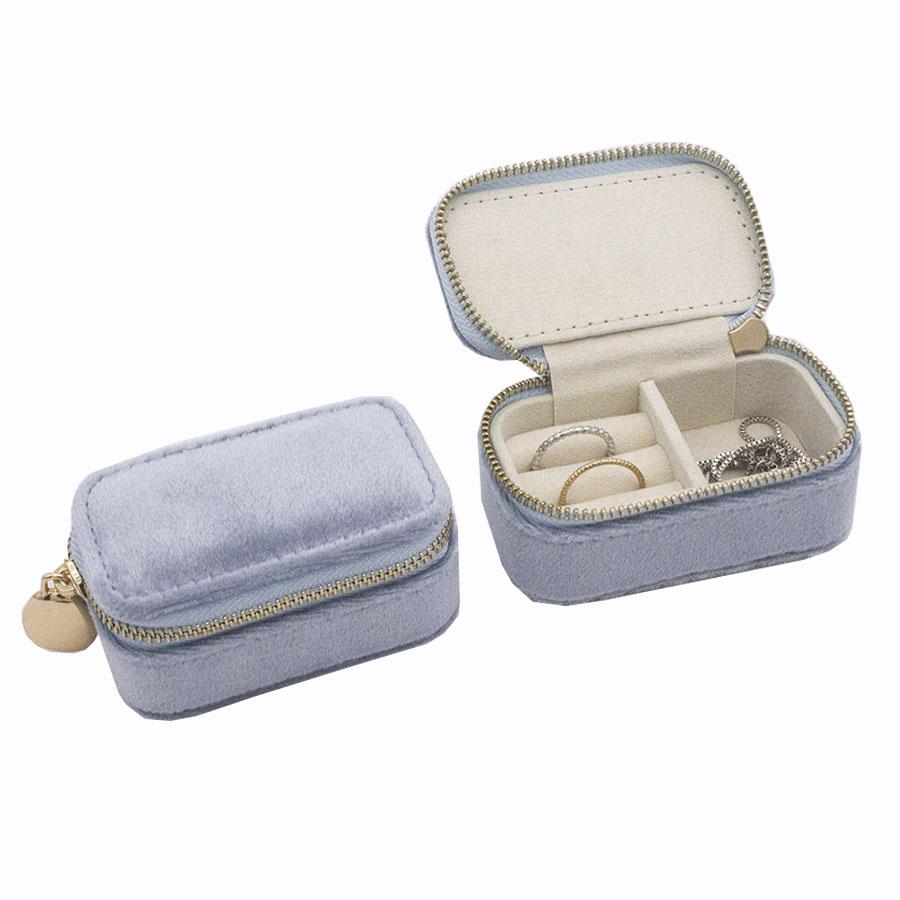 Hot Sale Mini Portable Jewelry Storage Packaging Boxes Pu Leather Velvet Ring Travel Display Zipper Cases
