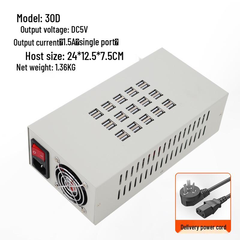

Universal 30-Port USB Charging Station - White EU Plug