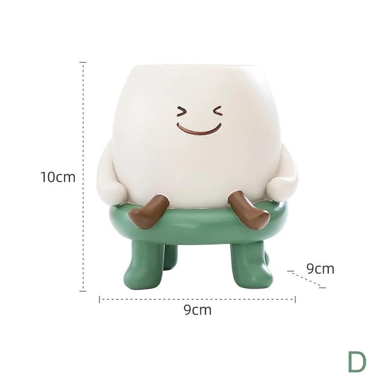 

Smiley Face Flower Pot Cute Resin Flower Head Planter for Indoor Outdoor Unique Sit Chair Succulent Pots Home Garden Decor
