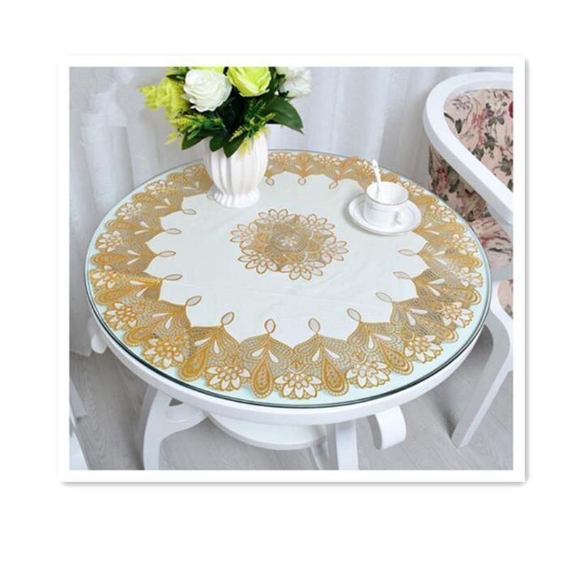 PVC Waterproof Oilproof Round Tablecloth 70 CM Dining Table Cloths Home Table Cover Light Luxury Christmas Decoration