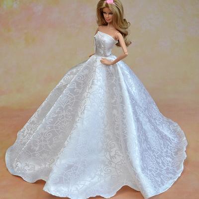 White Off Shoulder Wedding Dress Doll Clothes for Barbie Doll Outfits Evening Party Dresses for 1/6 BJD Doll Toy Kid