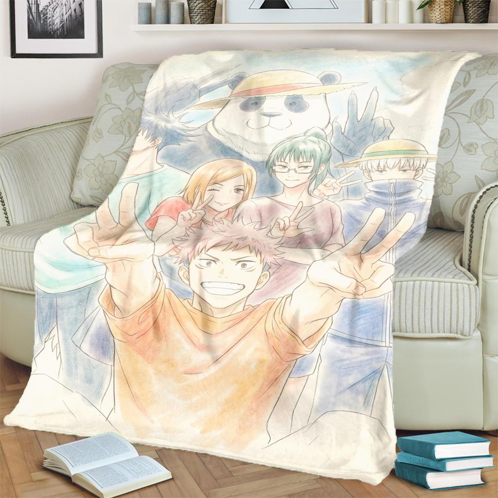 Jujutsu Kaisen Soft Print Blanket Warm Flannel for Bedrooms, Sofas, Beds, Chairs, Picnics, Travel