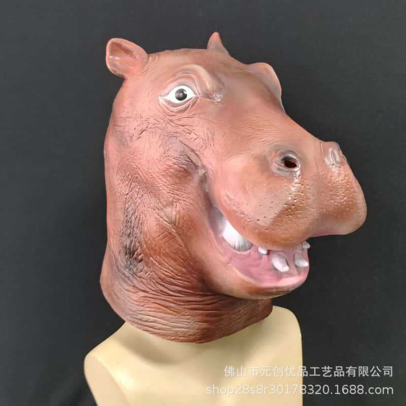 Hippo Animal Mask Halloween Funny Latex Headgear COS Party prank props, funny and cute costumes Hippo