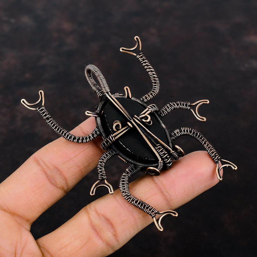 Abalone Shell Pendant Copper Wire Wrapped Pendant Beetle Pendant Wire Wrap Gemstone Jewelry Handmade Pendant Copper Jewelry Anniversary Gift