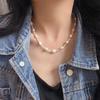 Vintage High Quality Natural Freshwater Pearl Natural Shell Gypsy Atmosphere Collarbone Chain Necklace