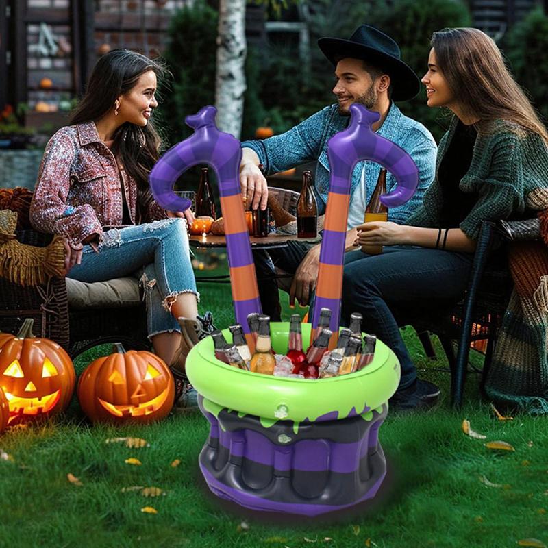 Halloween Pvc Inflatable Ice Bucket Beverage Beer Cooler Pool Outdoor Bbq Supplies Witch's Cauldron Ice Bucket Party Decor