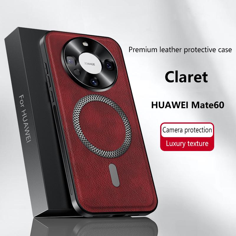 For Huawei Mate 60 & Mate 60 Pro Case Magnetic Elegant Leather Wear-Resistant Lens Fully Covered Non-Slip Grip Edge Cover Shell