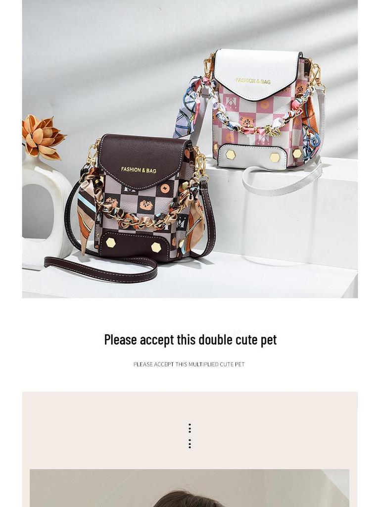 2024 Damska Transgraniczna Torba na Telefon Komórkowy o Dużej Pojemności: Torba listonoszka z podwójną komorą, wysokiej klasy, pionowa, prosta.