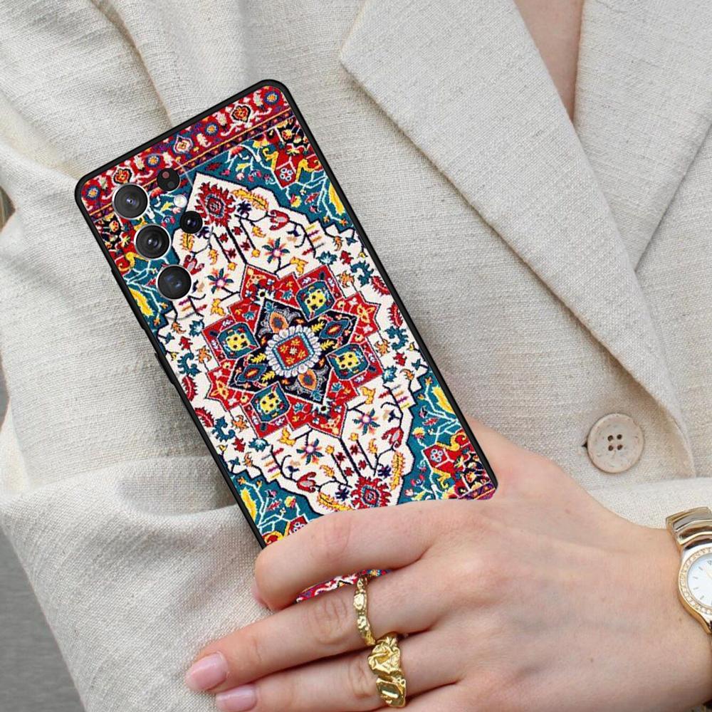 Ancient Floral Tiles Cell Phone Case for Samsung Galaxy S26 Ultra S25 S24 S23 S22 S21 S20 Note10 Cover