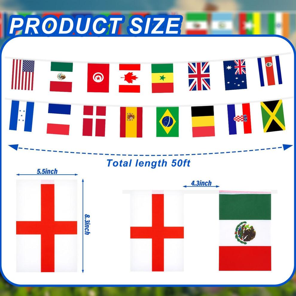 Weltmeisterschaft Flaggenkette, 2026 Weltmeisterschaft Dekorationen, 50ft/15m Welt