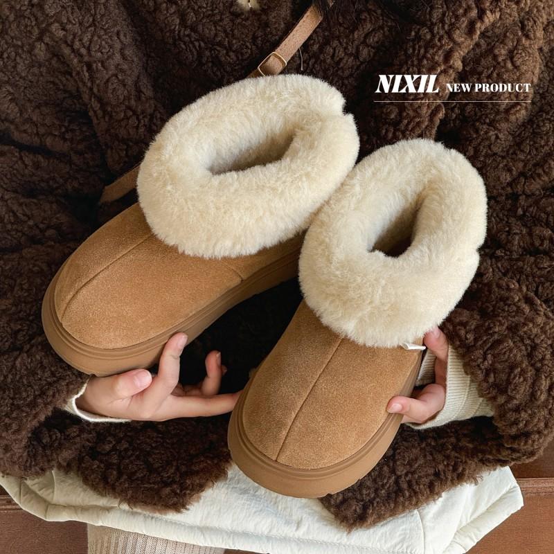 Girls Winter Snow Boots Suede Leather Fur-Lined Ankle Warm Thick Insulated Non-Slip Rubber Sole