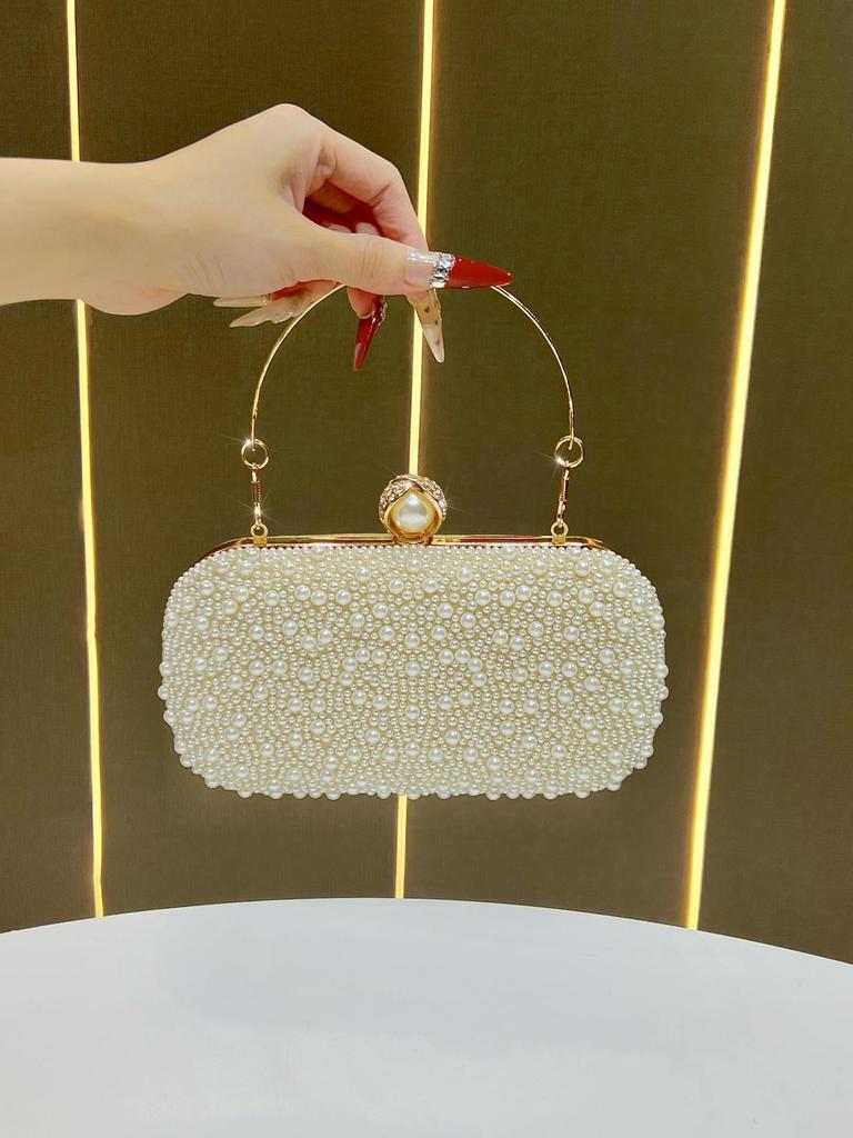 Elegant Pearl Evening Clutch Women's Luxury Chain Crossbody Handbag