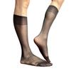 Mens Nylon Sheer Suit Socks Business Dress Socks Elastic Wide Striped See Through Formal Dress Over the Calf Stockings
