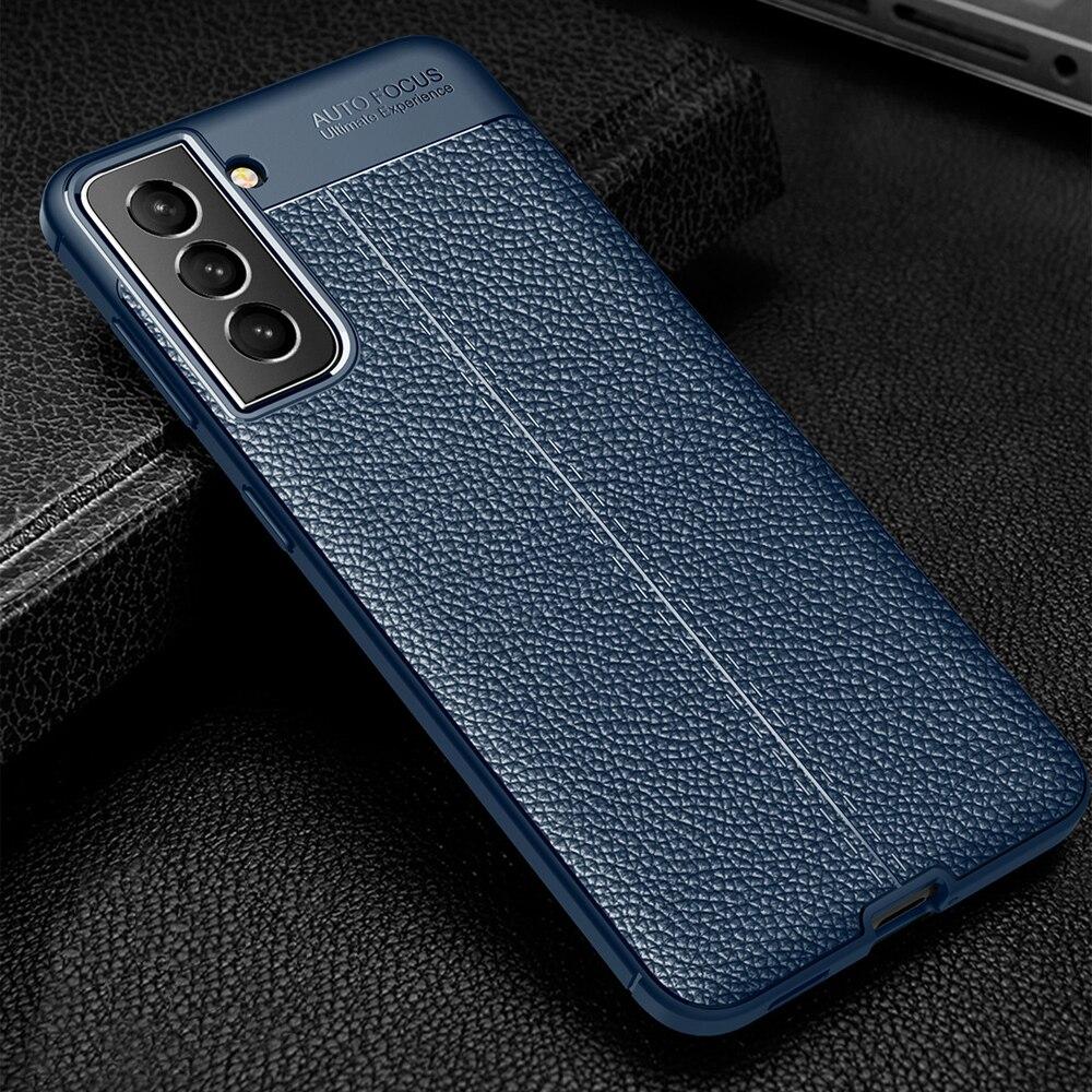 KEYSION Stoßfeste Hülle für Samsung S22 Ultra 5G S22+ Plus S21 FE Lederstruktur Silikon Handyhülle für Galaxy Note 20 Ultra