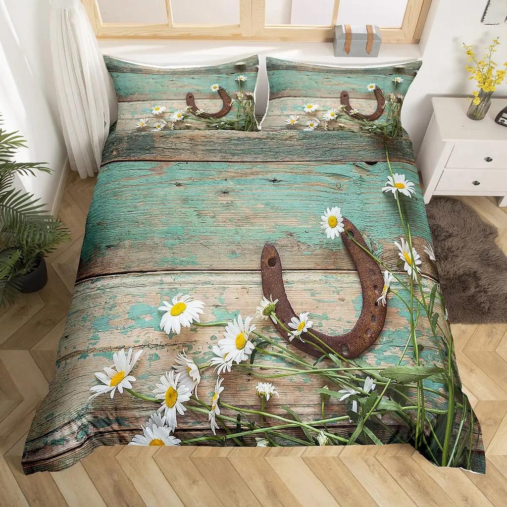 Horseshoe Duvet Covers for Teens Adults Queen Size Quilt Covers Lightweight Down Room Decor 2 Pillowcases 1 Duvet Cover No Quilt