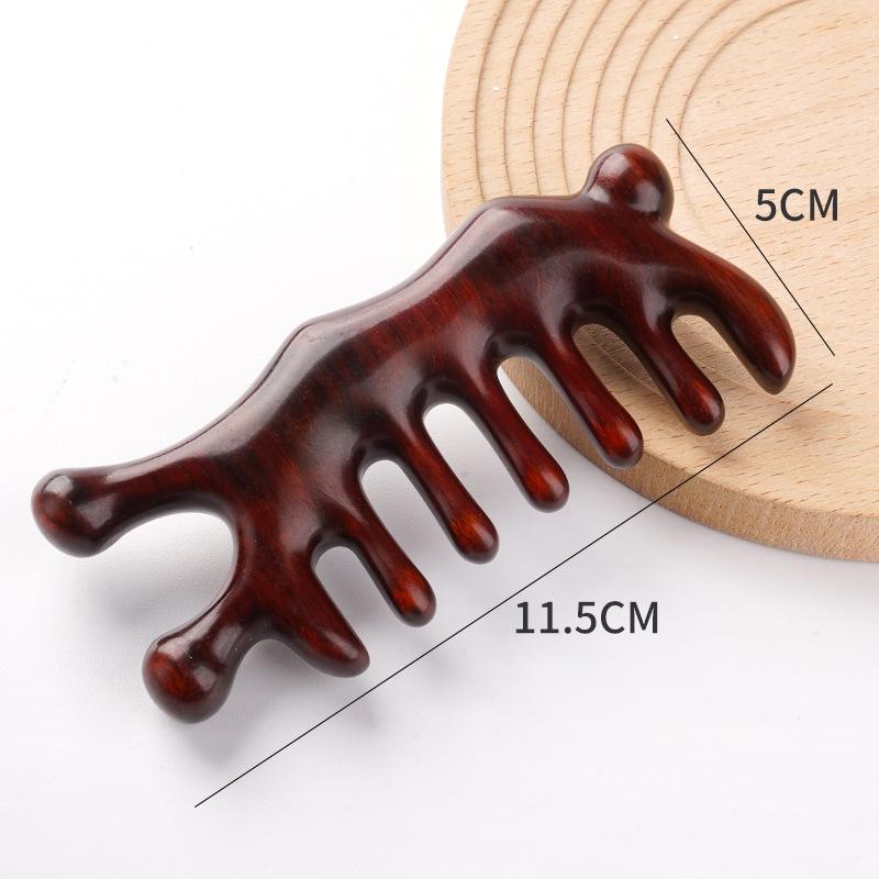 Red Sandalwood Meridian Massage Comb Set – Natural Green Sandalwood Gua Sha Comb & Multi-functional Massage Comb Gift Box