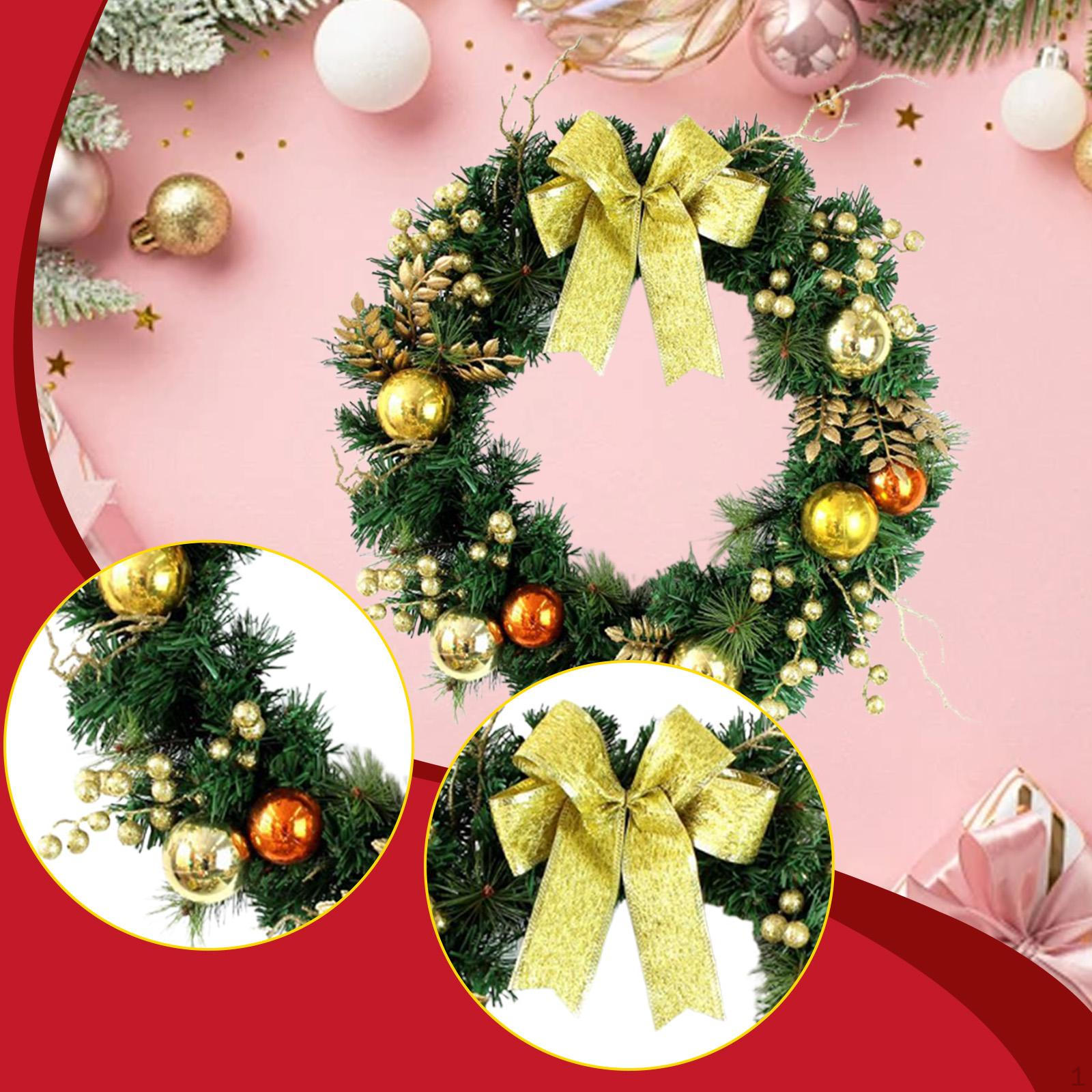

Artificial Christmas Wreath Decoration Ornament Bow Front Door for Holidays Window 40cm