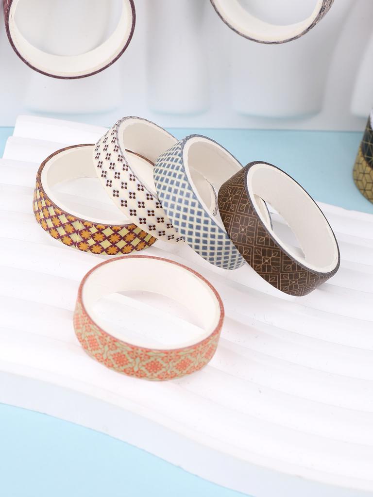 5rolls/box Geometric pattern washi Decorative Adhesive Tape set For Journaling, DIY, Crafts, scrapbook supplies washi tape