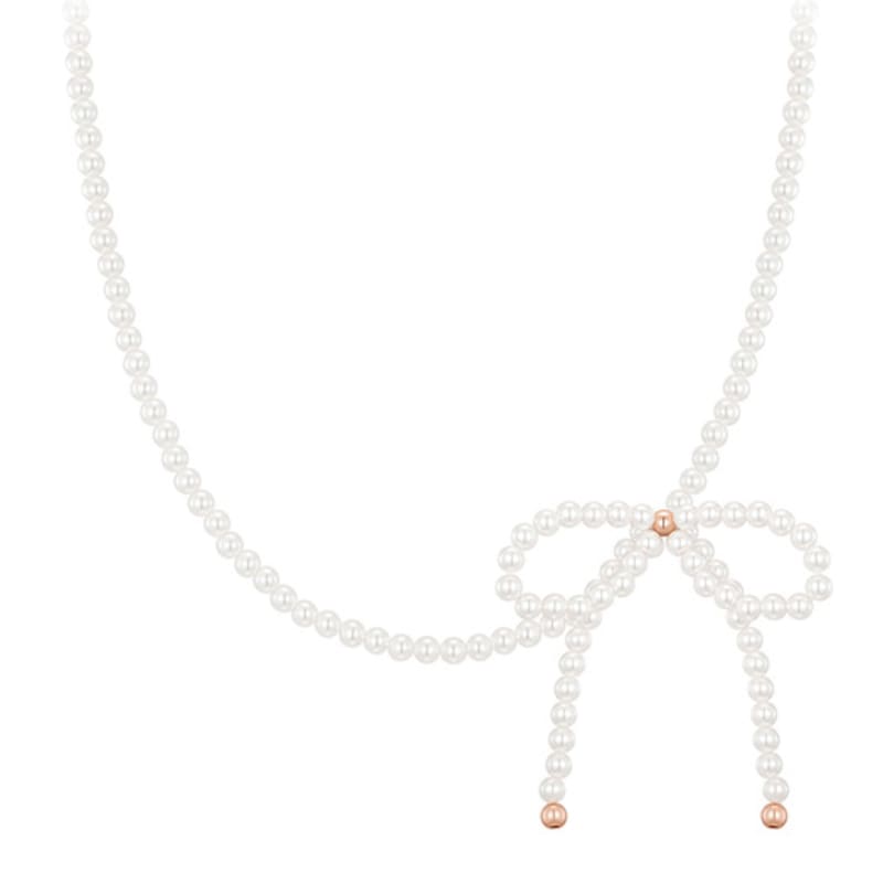 J.ESTINA Mariel Ribbon Pearl Bead Necklace (JJLJNI4BS356SR420)