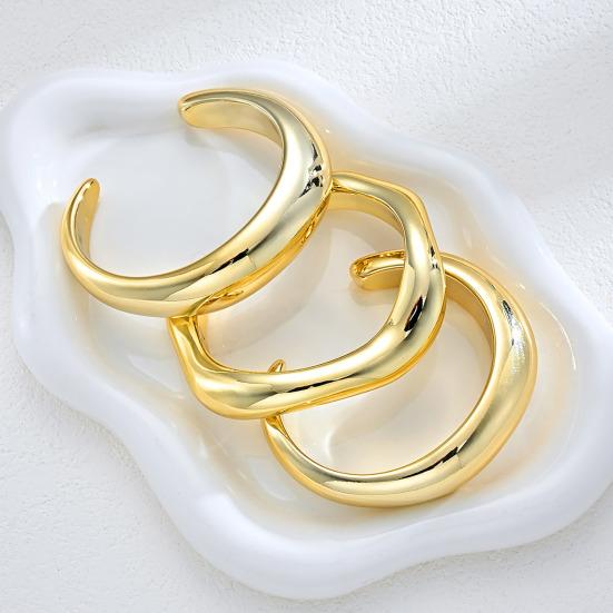 3 Pcs Gold Plated Bangle Bracelets for Women, Big Stackable Bangles, Adjustable Open Cuff Bracelet, Minimalist Accessories