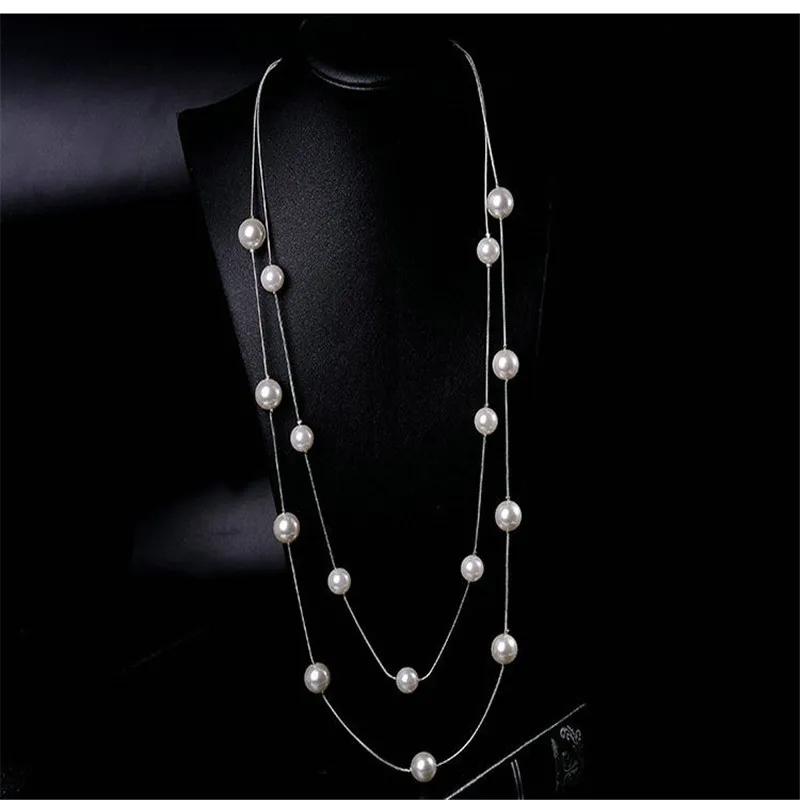 New Temperament Multi-layer Pearl Sweater Chain Pendant Necklace for Women Korean Personality Fashion Choker Jewelry Accessories