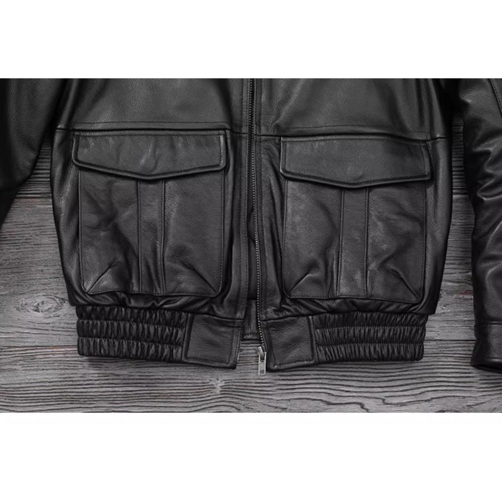Chinese Size Men Leather Jacket Genuine Cow Leather Natural Fur Collar Flight Jackets Mens Cowhide Coats Winter Air Force Clothes