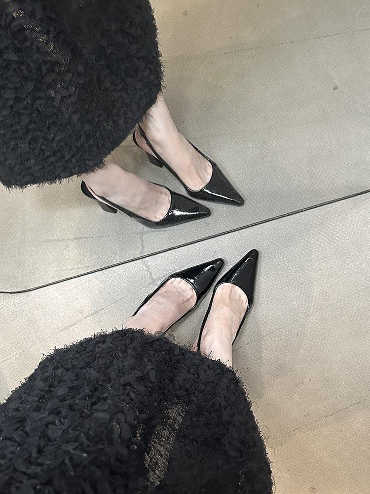 

Ретро остроносые туфли-лодочки в сказочном стиле, изящные вечерние туфли на толстом каблуке, с закрытой пяткой, босоножки, женские туфли на высоком каблуке 35